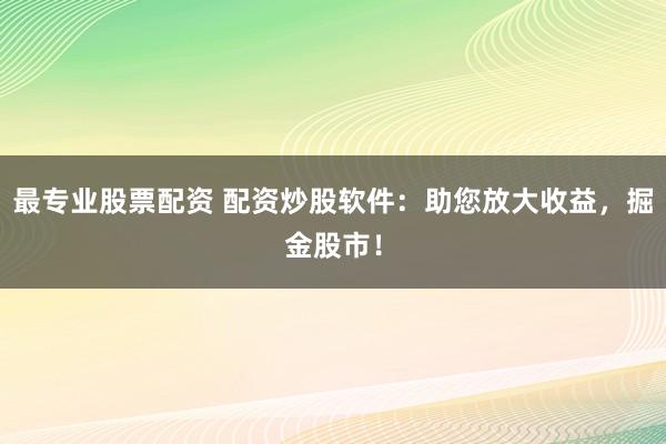 最专业股票配资 配资炒股软件:助您放大收益,掘金股市!