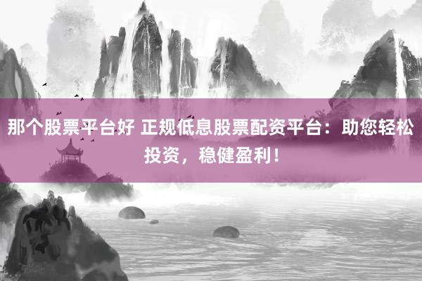 那个股票平台好 正规低息股票配资平台：助您轻松投资，稳健盈利！