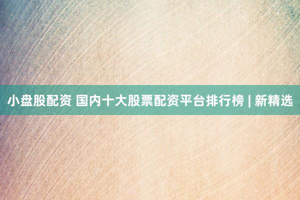 小盘股配资 国内十大股票配资平台排行榜 | 新精选