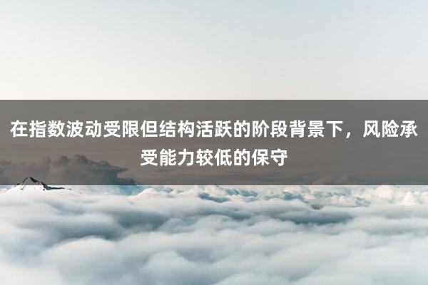在指数波动受限但结构活跃的阶段背景下，风险承受能力较低的保守