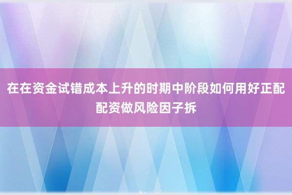 在在资金试错成本上升的时期中阶段如何用好正配配资做风险因子拆