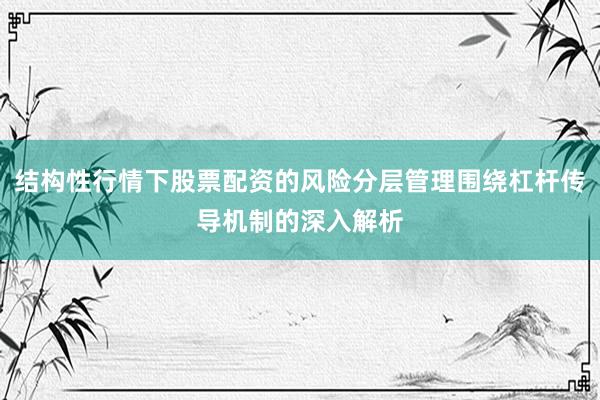 结构性行情下股票配资的风险分层管理围绕杠杆传导机制的深入解析