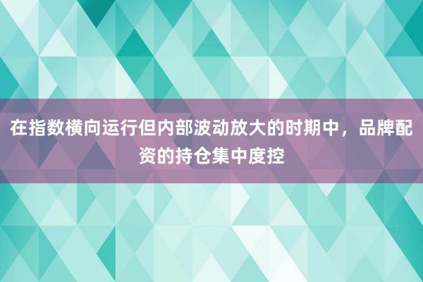 在指数横向运行但内部波动放大的时期中，品牌配资的持仓集中度控