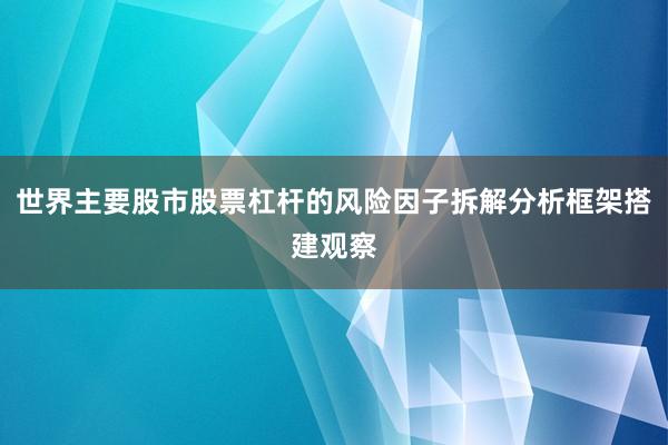 世界主要股市股票杠杆的风险因子拆解分析框架搭建观察