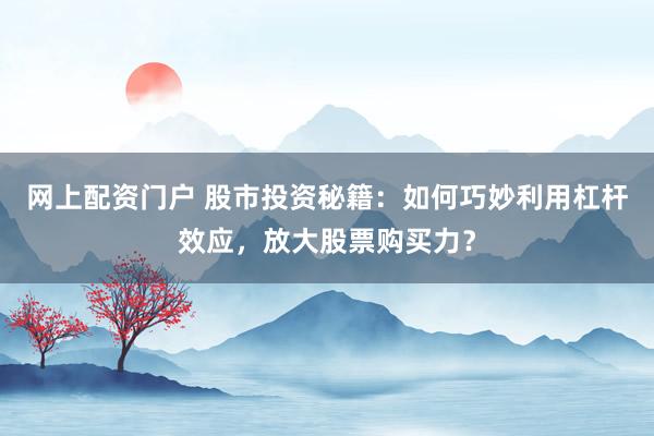 网上配资门户 股市投资秘籍：如何巧妙利用杠杆效应，放大股票购买力？