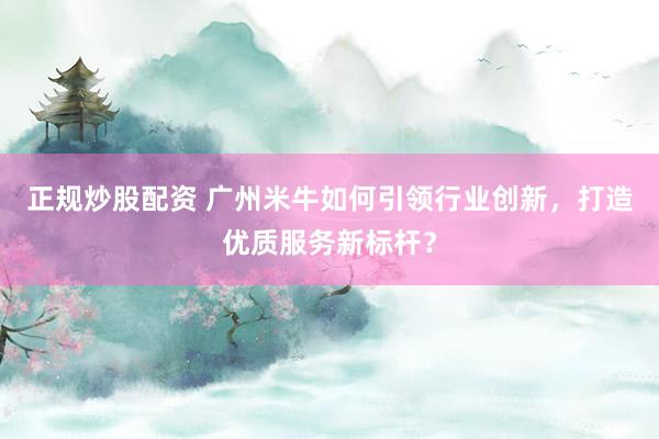 正规炒股配资 广州米牛如何引领行业创新，打造优质服务新标杆？